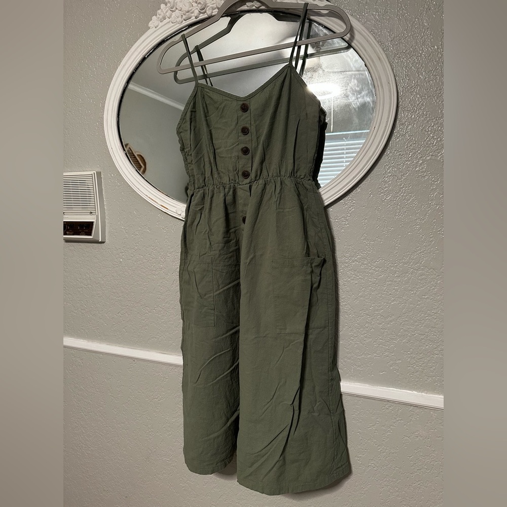 Army green linen dress